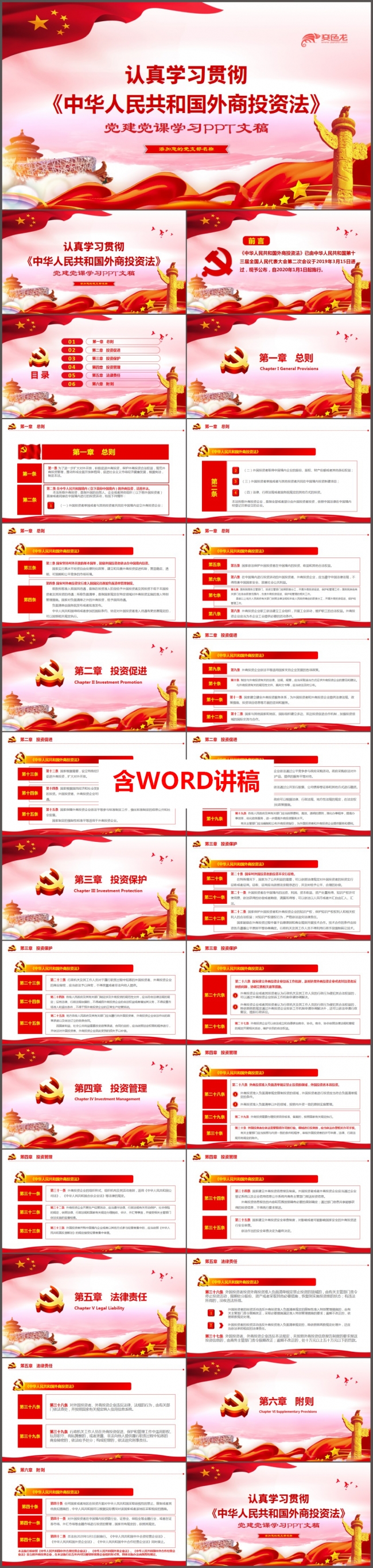 学习贯彻中华人民共和国外商投资法ppt模板