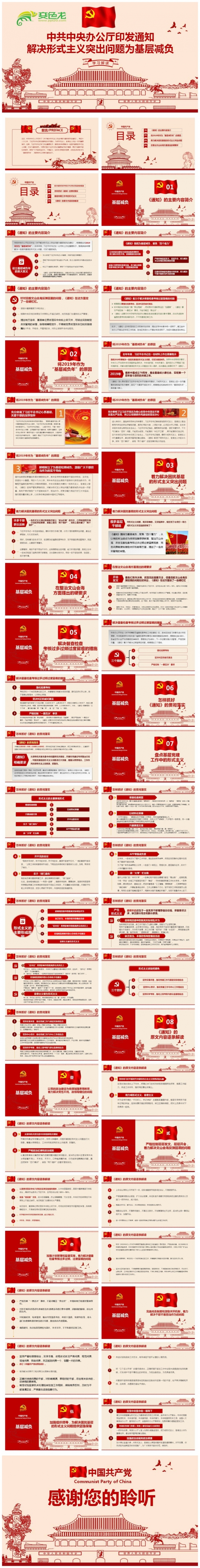 印发解决形式主义突出问题为基层减负的通知PPT模板