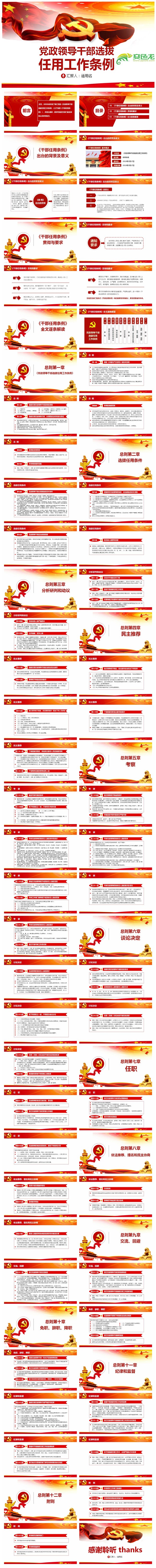 红色大气党政领导干部选拔工作条例解读学习课件PPT模板