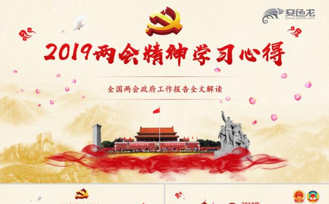 2019两会精神学习心得政府工作报告全文解读PPT模板缩略图