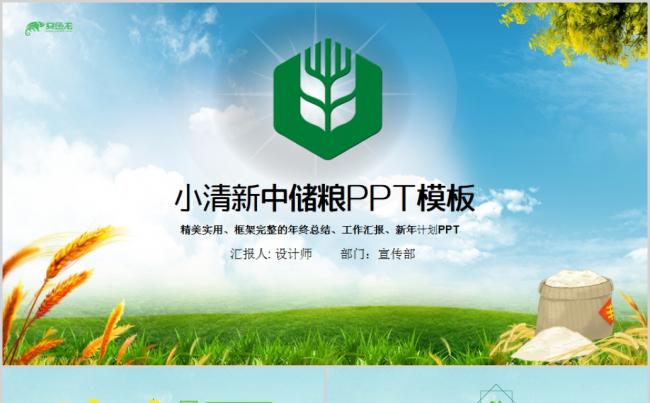 小清新中国储备粮管理总公司中储粮总结汇报PPT模板缩略图