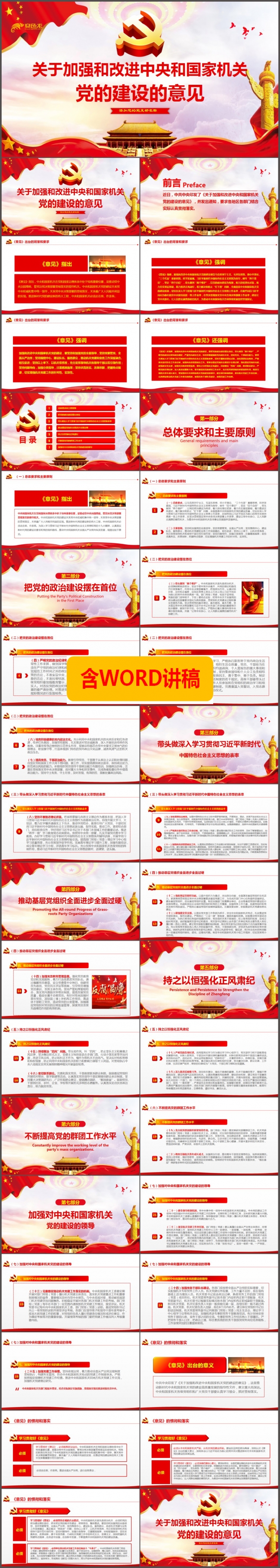 关于加强和改进党的建设的意见学习解读PPT模板