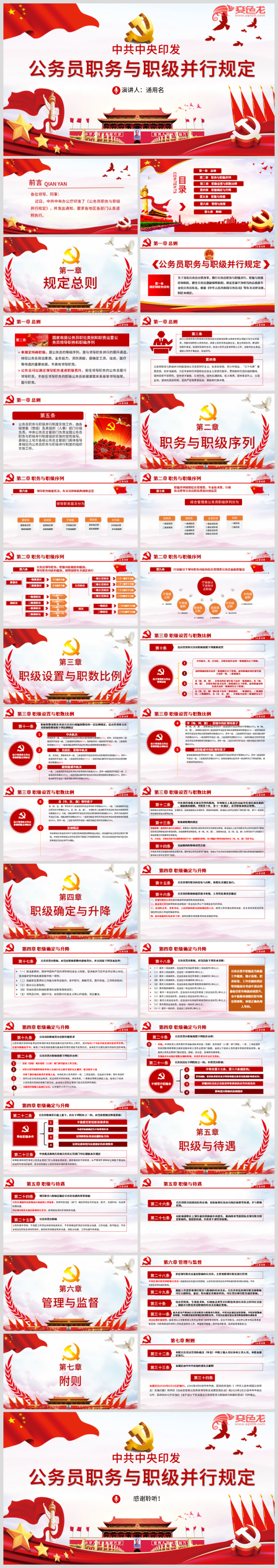 经典红色公务员职位与职级并行规定公务员学习培训PPT模板