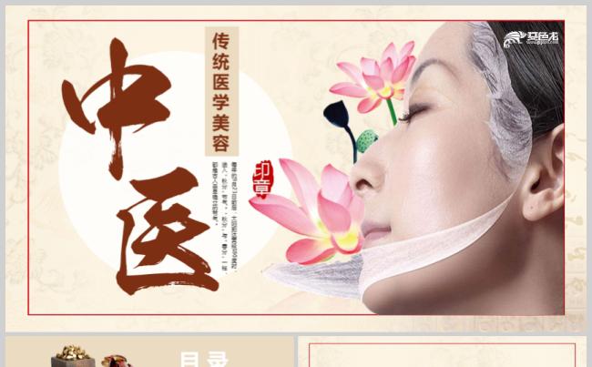 2019年复古中国风中国传统医学中医美容ppt模板缩略图