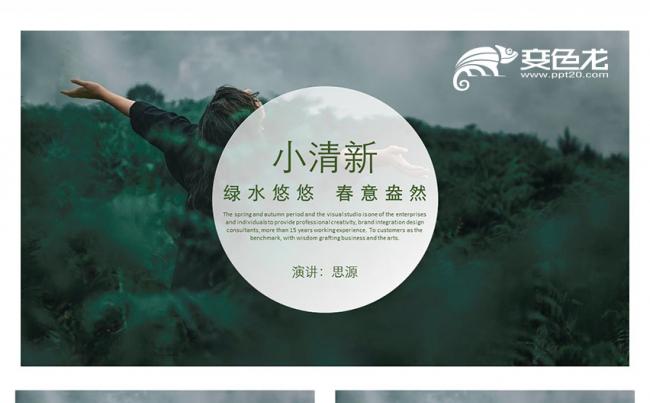 绿色简约风总结汇报商务演示PPT模板缩略图