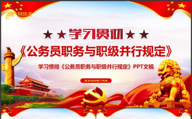 学习贯彻公务员职务与职级并行规定党课学习PPT模板缩略图