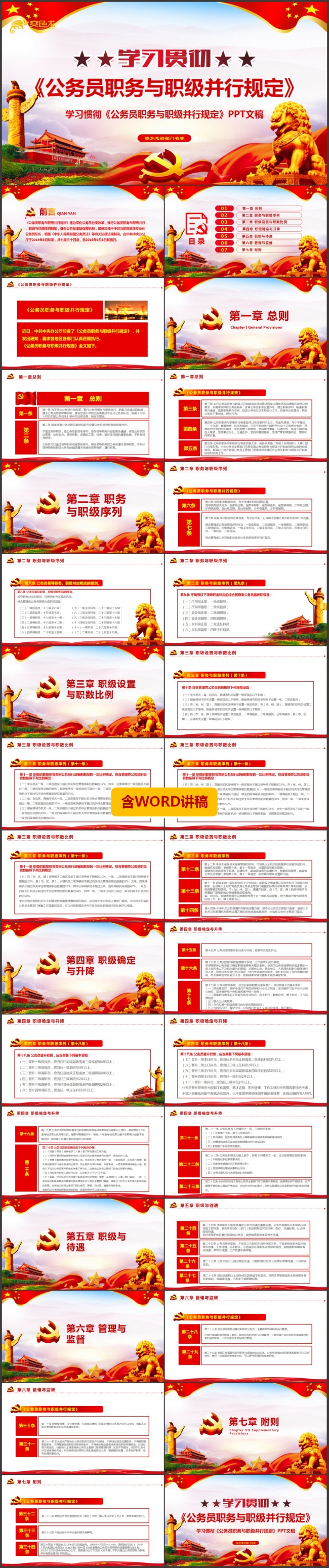 学习贯彻公务员职务与职级并行规定党课学习PPT模板
