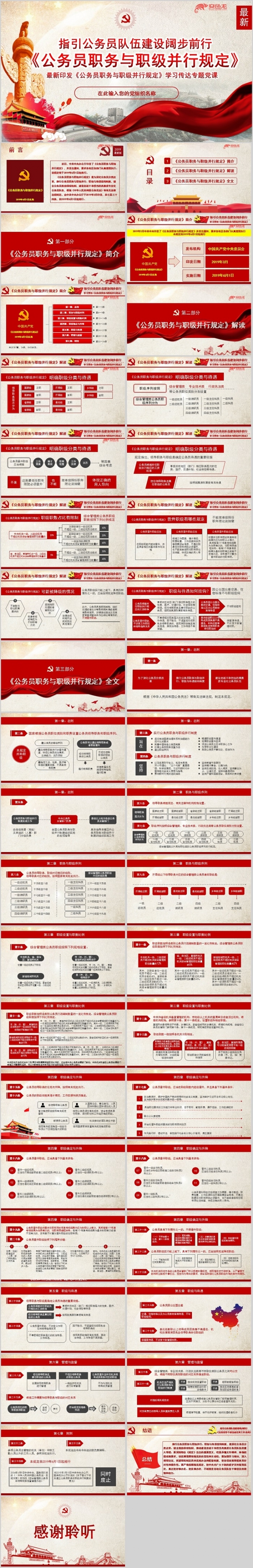 《公务员职务与职级并行规定》学习传达专题党课PPT模板