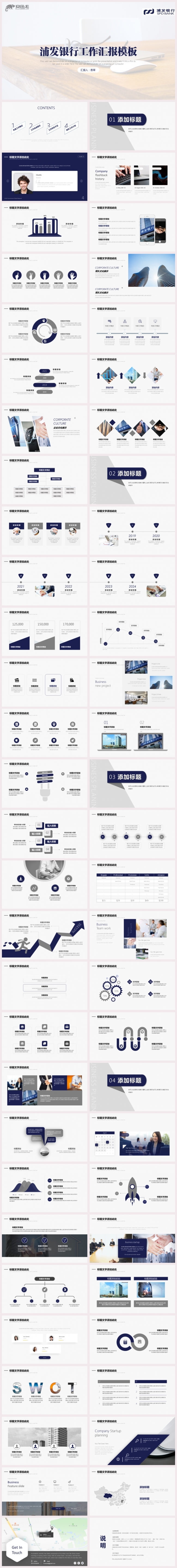 浦发银行金融理财工作汇报通用PPT模板
