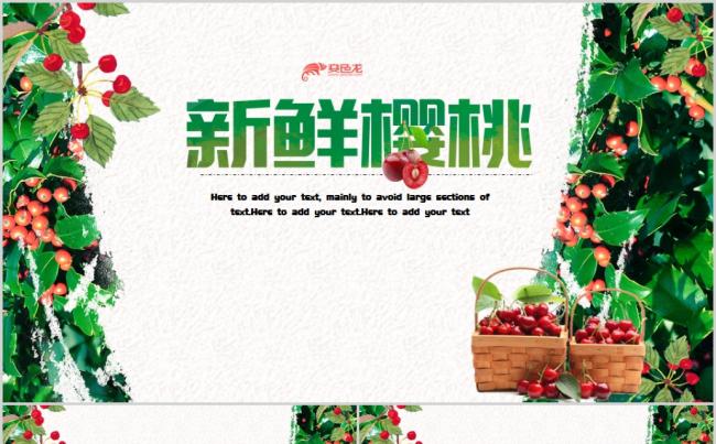 绿色唯美有机生态水果樱桃种植营销活动总结PPT模板缩略图