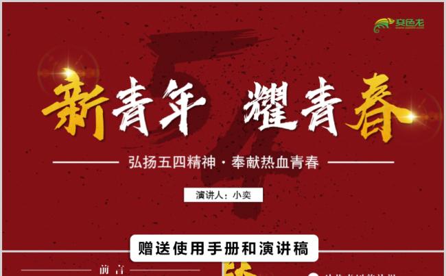 五四青年节党政机关党课讲座培训动态ppt模板缩略图