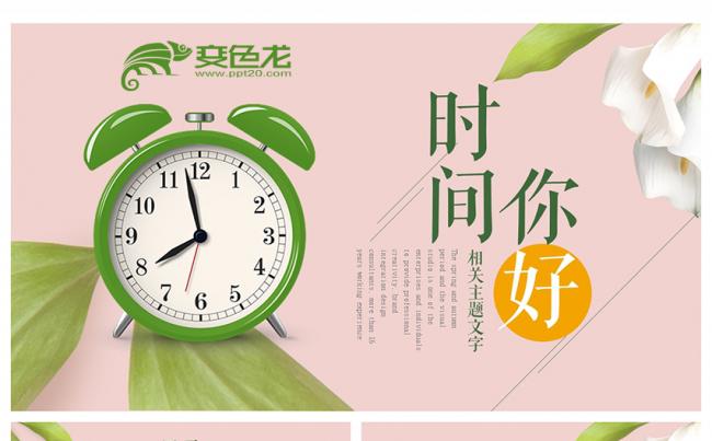 清新淡雅时钟主题计划总结工作汇报PPT模板缩略图