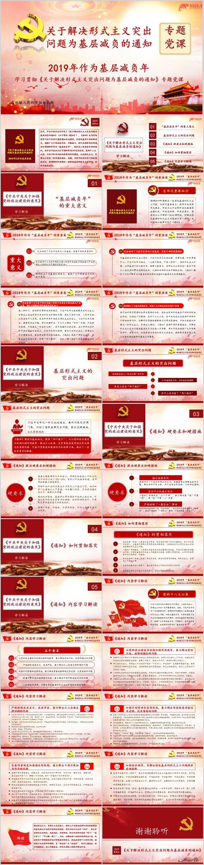 关于解决形式主义突出问题为基层减负通知学习课件PPT模板
