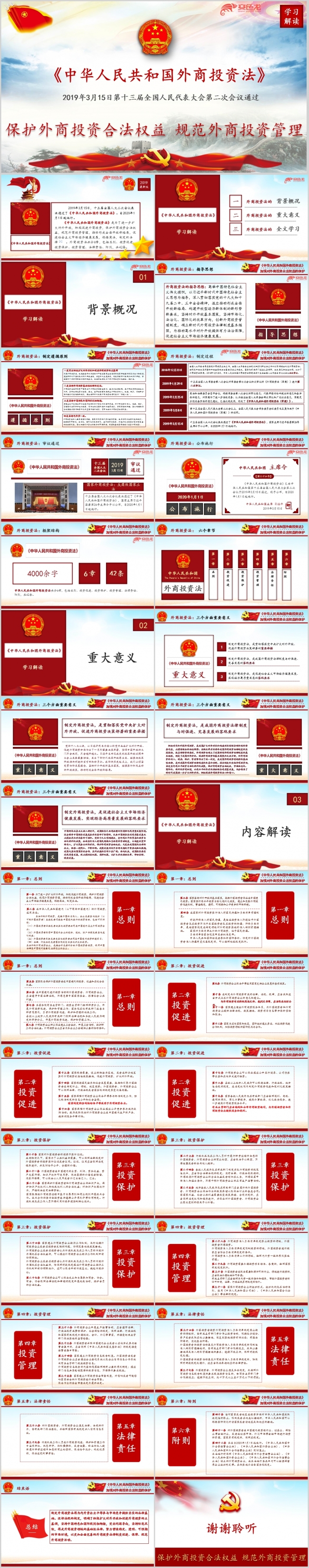 红色党政外商投资法学习解读课件PPT模板