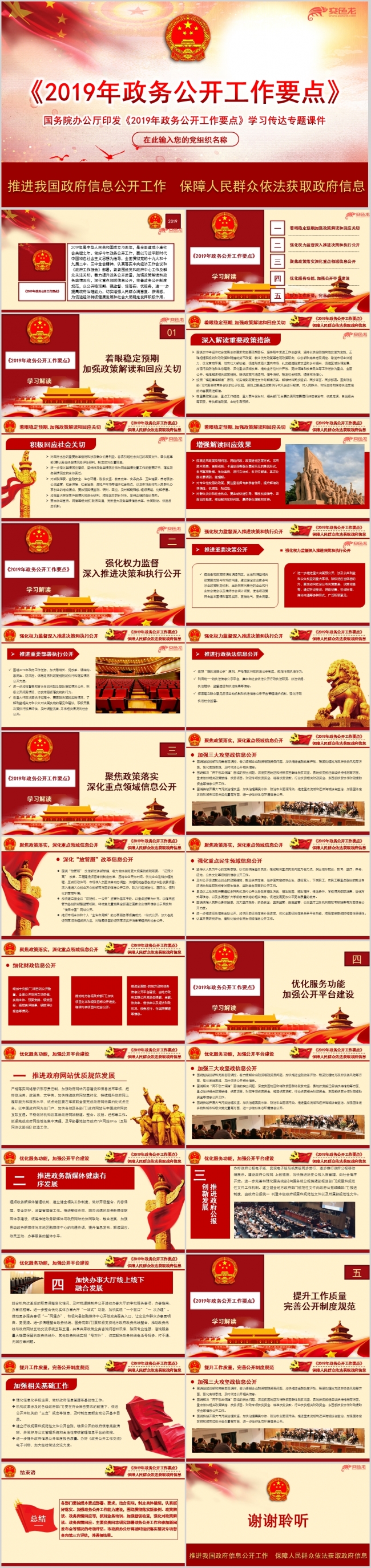 关于《2019年政务公开工作要点》学习传达专题课件PPT模板
