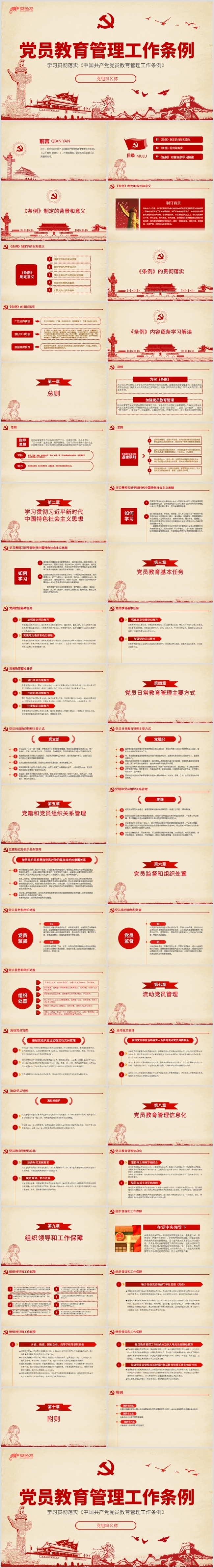 简洁大气党员教育管理工作条例党课解读PPT模板