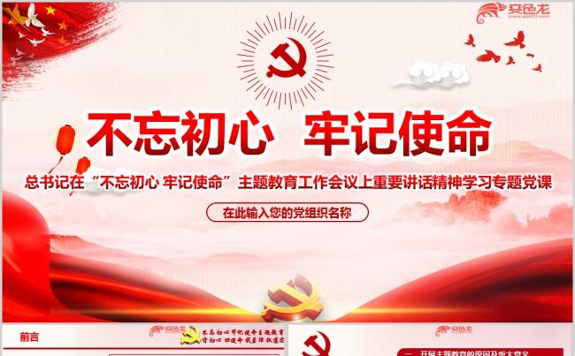 不忘初心牢记使命工作会议重要讲话精神学习PPT模板缩略图
