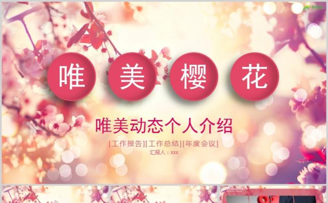 粉色唯美浪漫樱花主题工作总结计划PPT模板缩略图