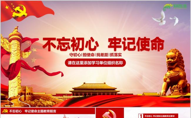 大气简洁不忘初心牢记使命主题教育学习PPT模板缩略图