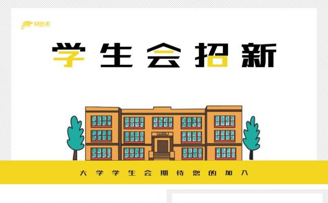黄色金色卡通学生会招新纳新ppt模版缩略图
