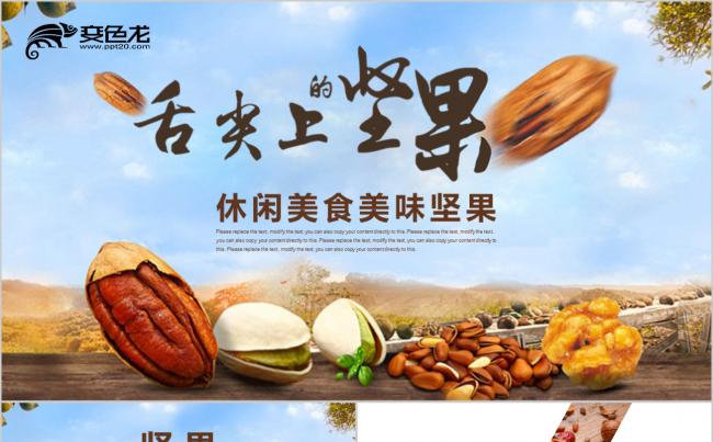 创意时尚休闲美食美味坚果干果宣传画册PPT模板缩略图