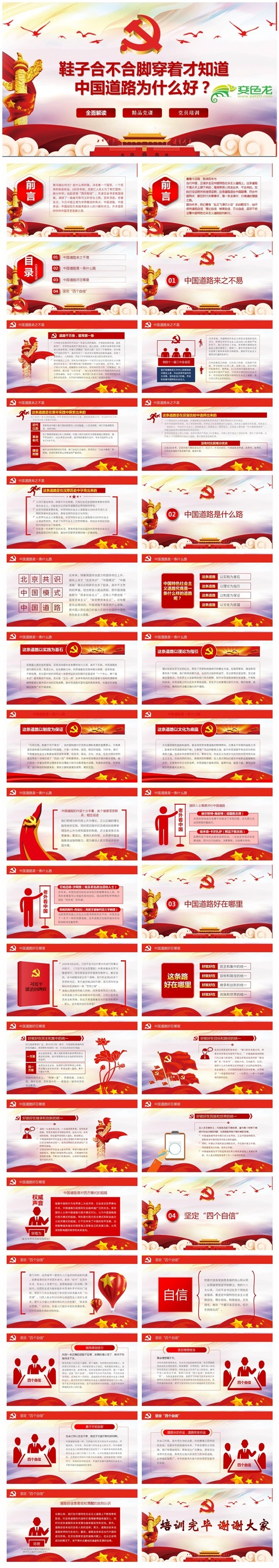 党政党建党课中国道路为什么好全面解读PPT模板
