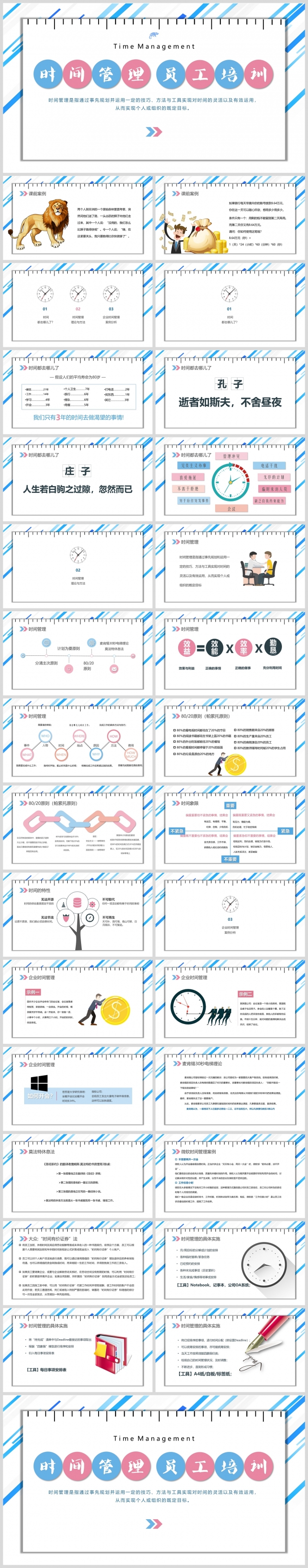 创意简洁时间管理企业员工培训课件PPT模板