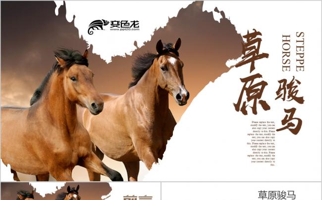 草原骏马内蒙古大草原民族风情畜牧业PPT模板缩略图