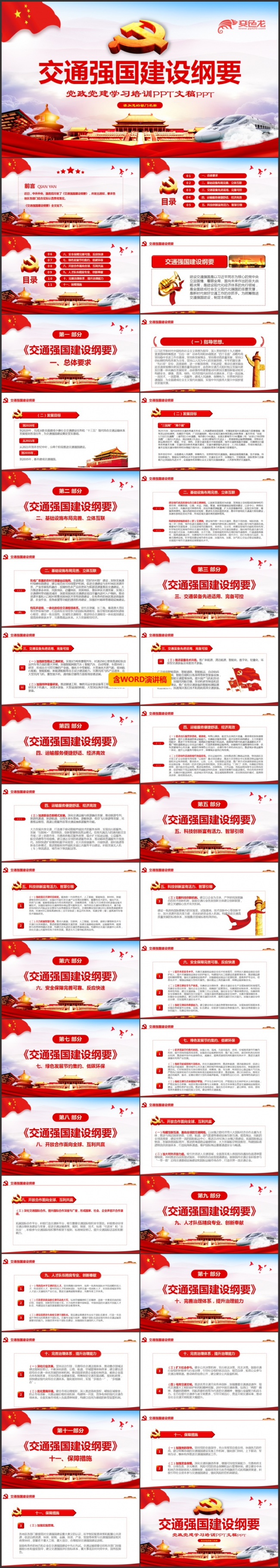 精美通用交通强国建设纲要学习解读ppt模板