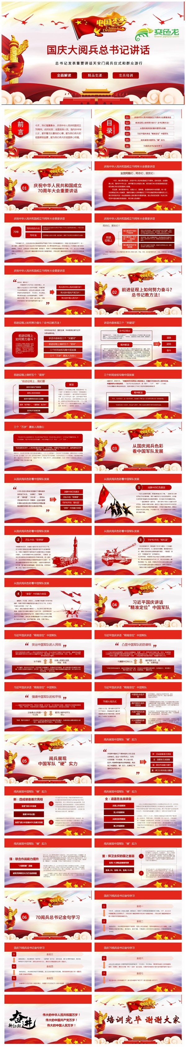 国庆大阅兵总书记讲话解读党课课件PPT模板