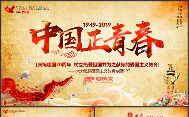 庆祝建国70周年中国正青春弘扬爱国主义教育培训PPT模板缩略图