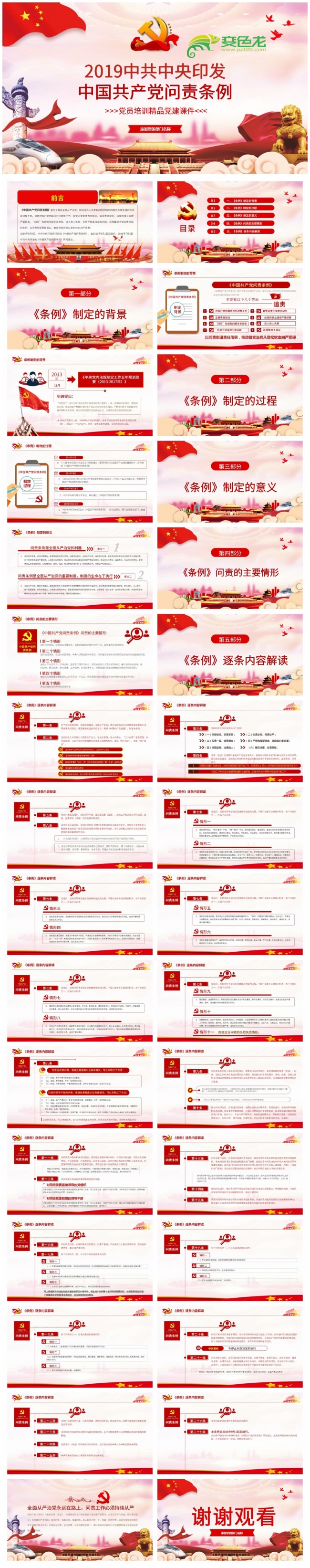 党政风简洁中国共产党问责条例逐条全面解读课件PPT模板