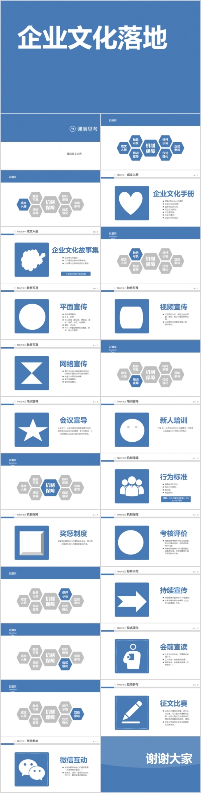 蓝色精美商务企业文化宣传PPT模板