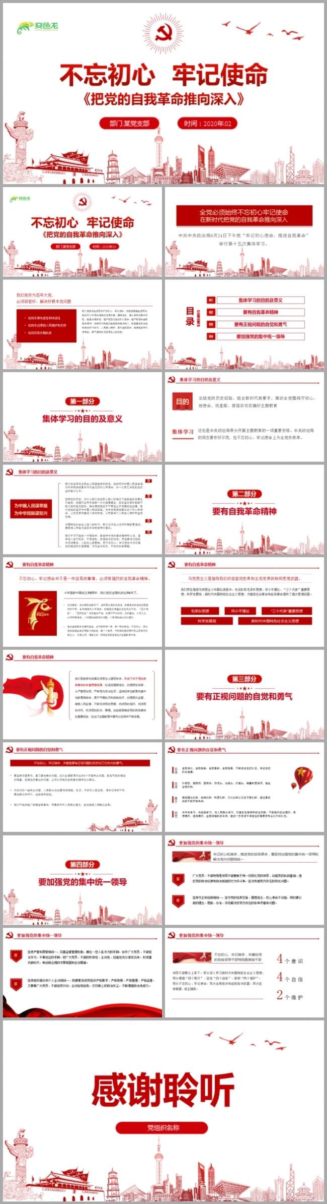 不忘初心牢记使命把党的自我革命推向深入党课学习PPT模板