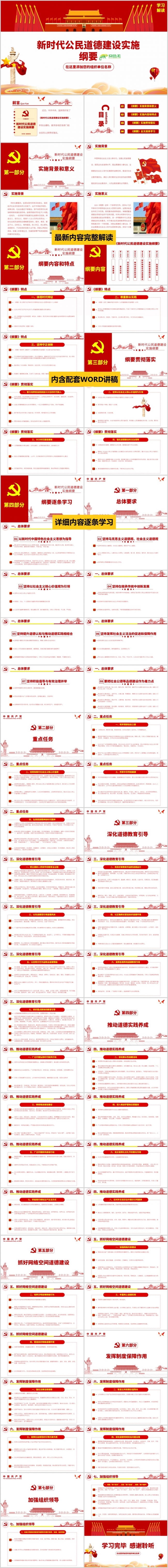 关于新时代公民道德建设实施纲要主题教育学习PPT模板