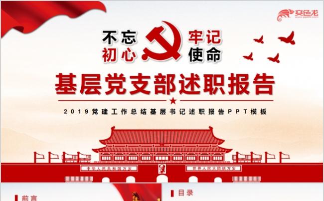 简洁风基层党支部述职汇报履职工作总结计划PPT模板缩略图