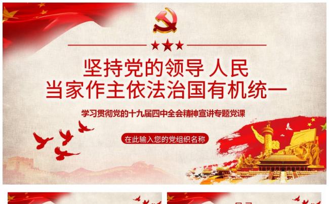 坚持党的领导人民当家作主依法治国有机统一PPT模板缩略图