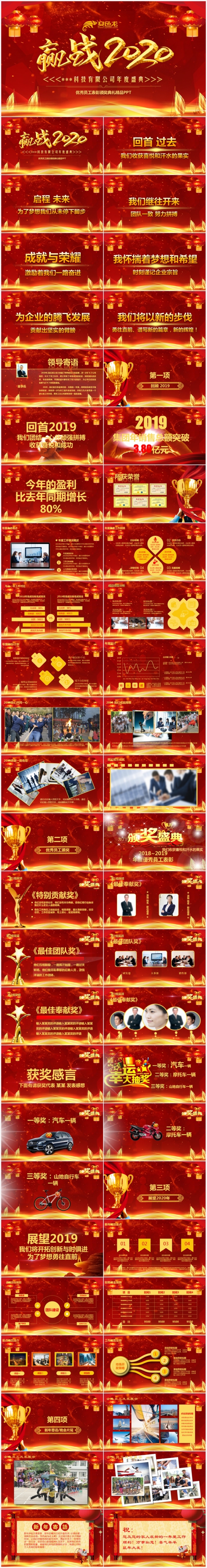 赢战2020企业年会颁奖典礼优秀员工表彰大会PPT模板