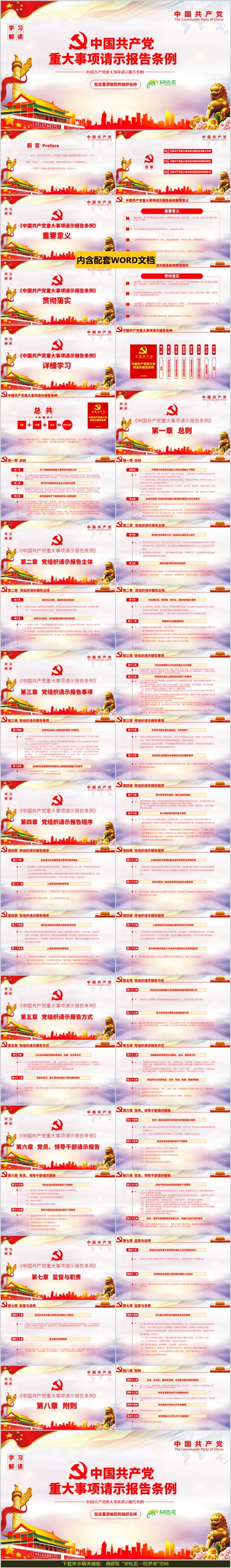 关于中国共产党重大事项请示报告条例详细解读PPT模板