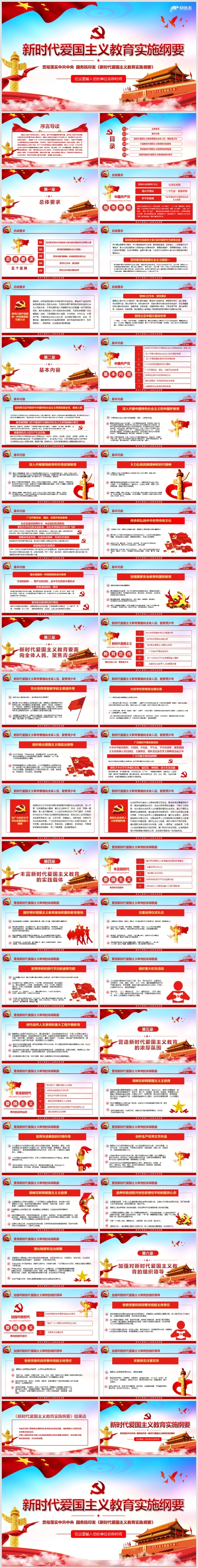 新时代爱国主义教育实施纲要党政党课培训学习PPT模板