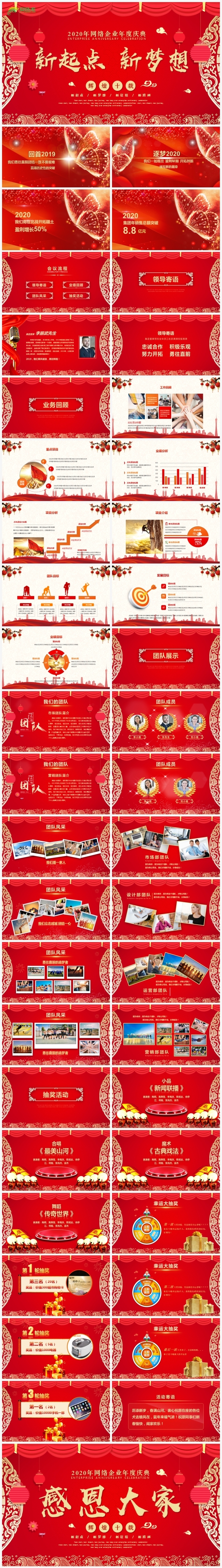 红色喜庆中国风企业年会颁奖典礼PPT模板