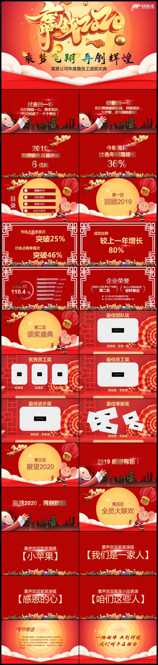 2019企业开门红颁奖典礼红色喜庆PPT模板