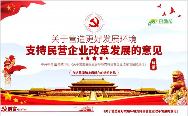 关于营造更好发展环境支持民营企业改革发展的意见PPT模板缩略图
