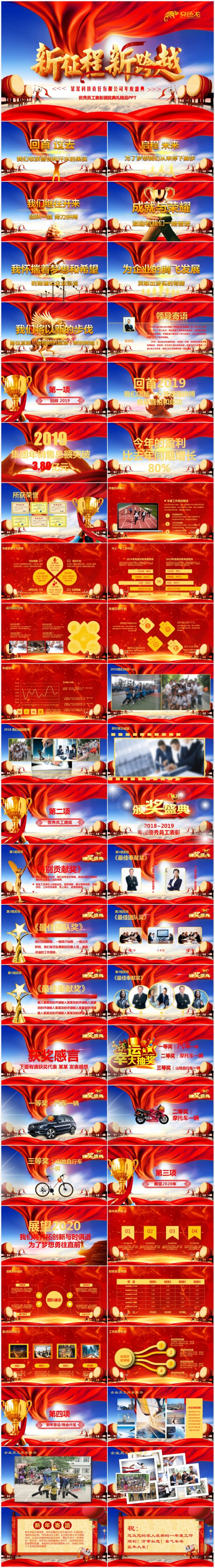 新征程新跨越2020鼠年年会年终表彰新年春节晚会PPT模板