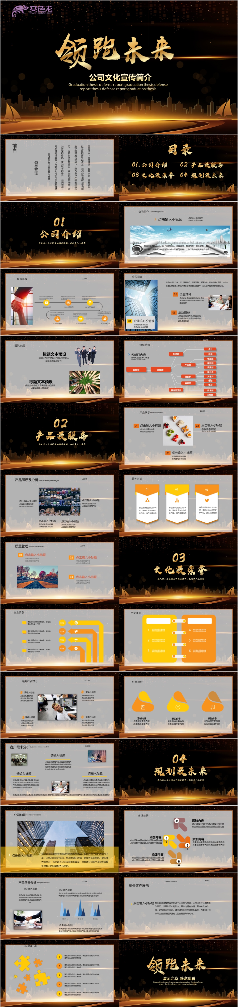 黑金领跑未来公司文化宣传简介PPT模板