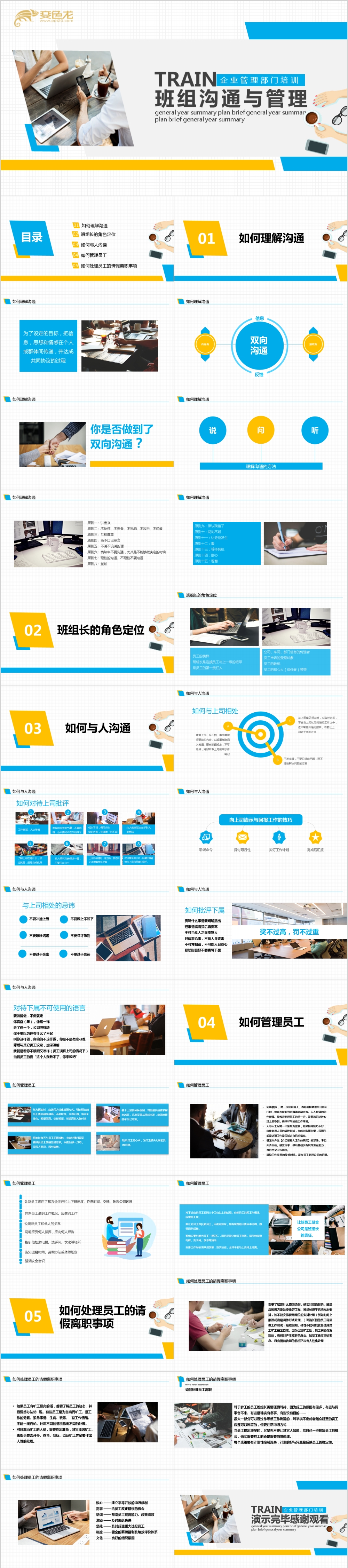 简洁风公司企业培训班组沟通与管理学习课件PPT模板