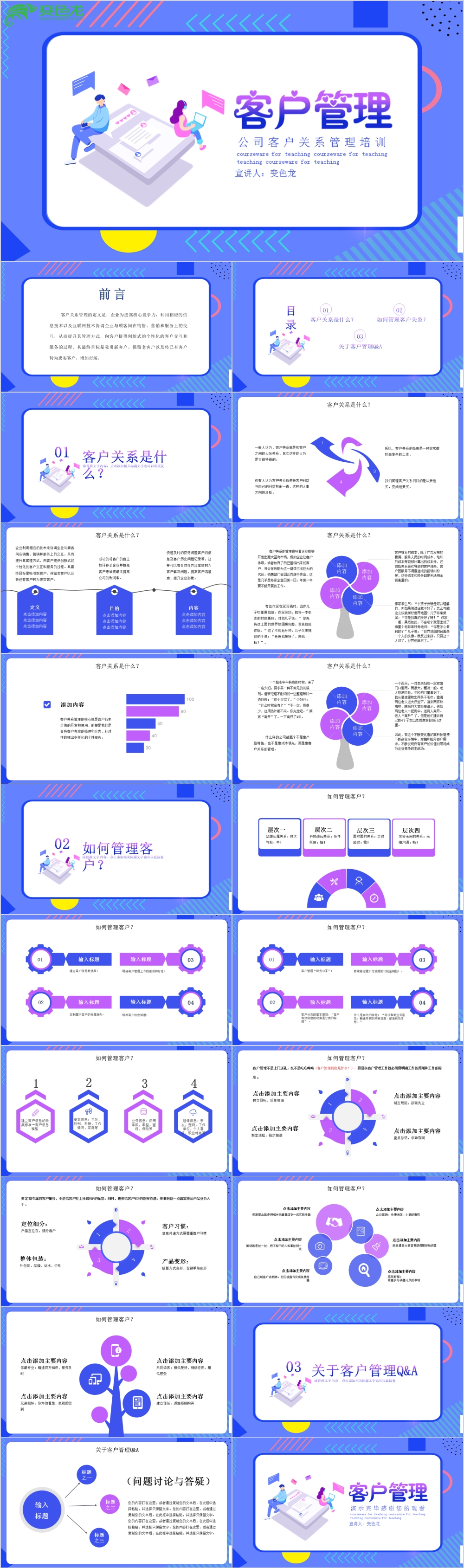 简约风扁平公司客户关系管理培训lPPT模板