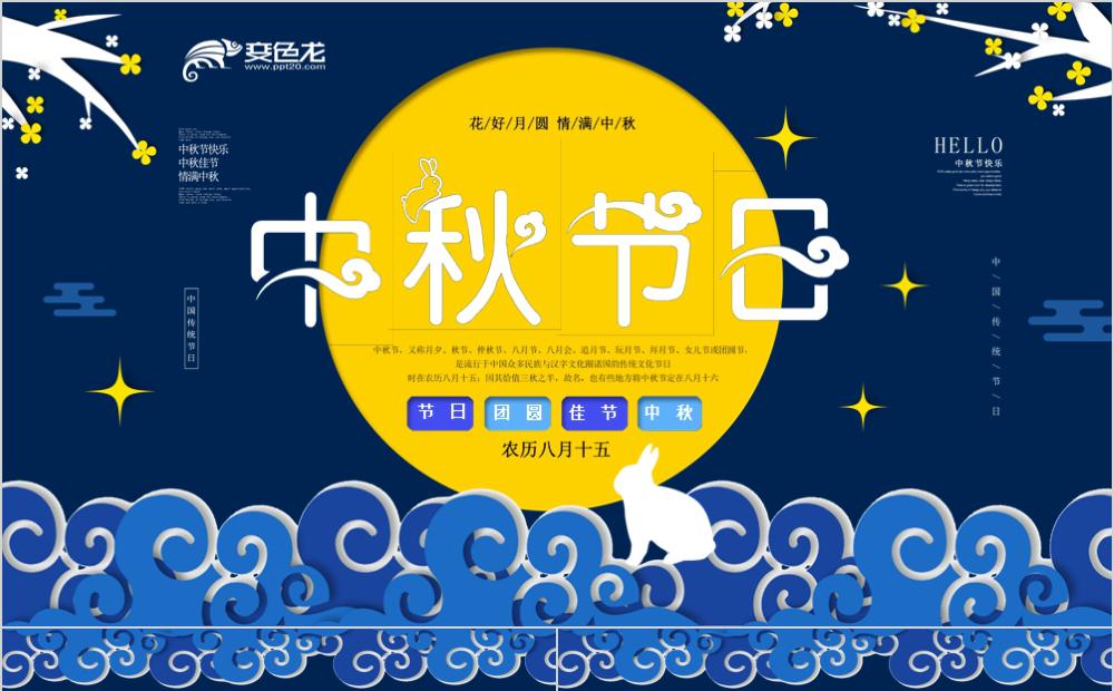 中国风中秋佳节团圆饭习俗介绍PPT模板缩略图