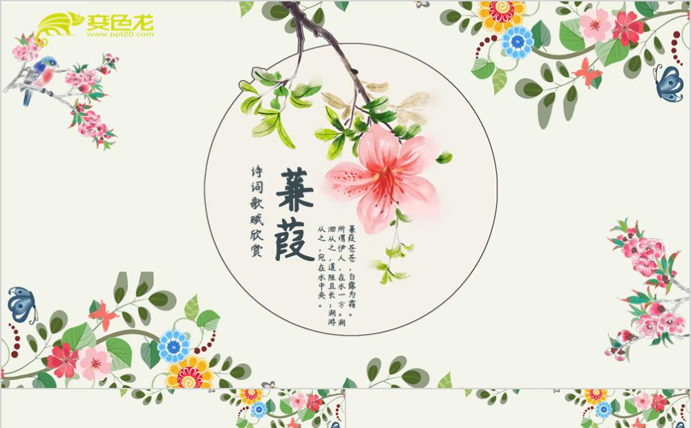 中国风诗词歌赋欣赏蒹葭教育课件动态PPT模板缩略图
