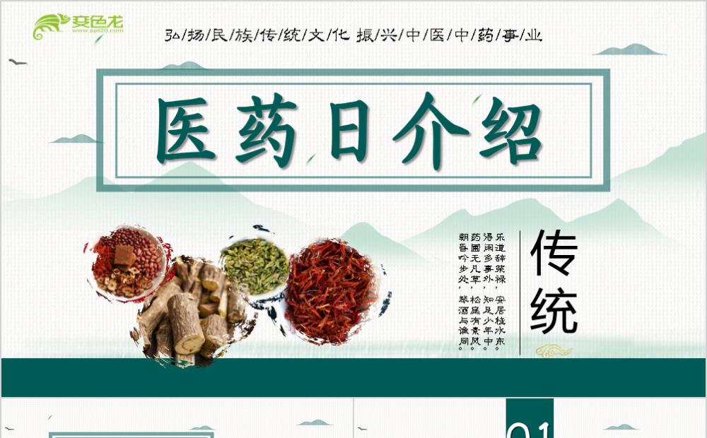 创意简约中医医药日介绍PPT模板缩略图